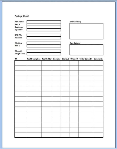 excel cnc machining|The Art of the Setup Sheet .